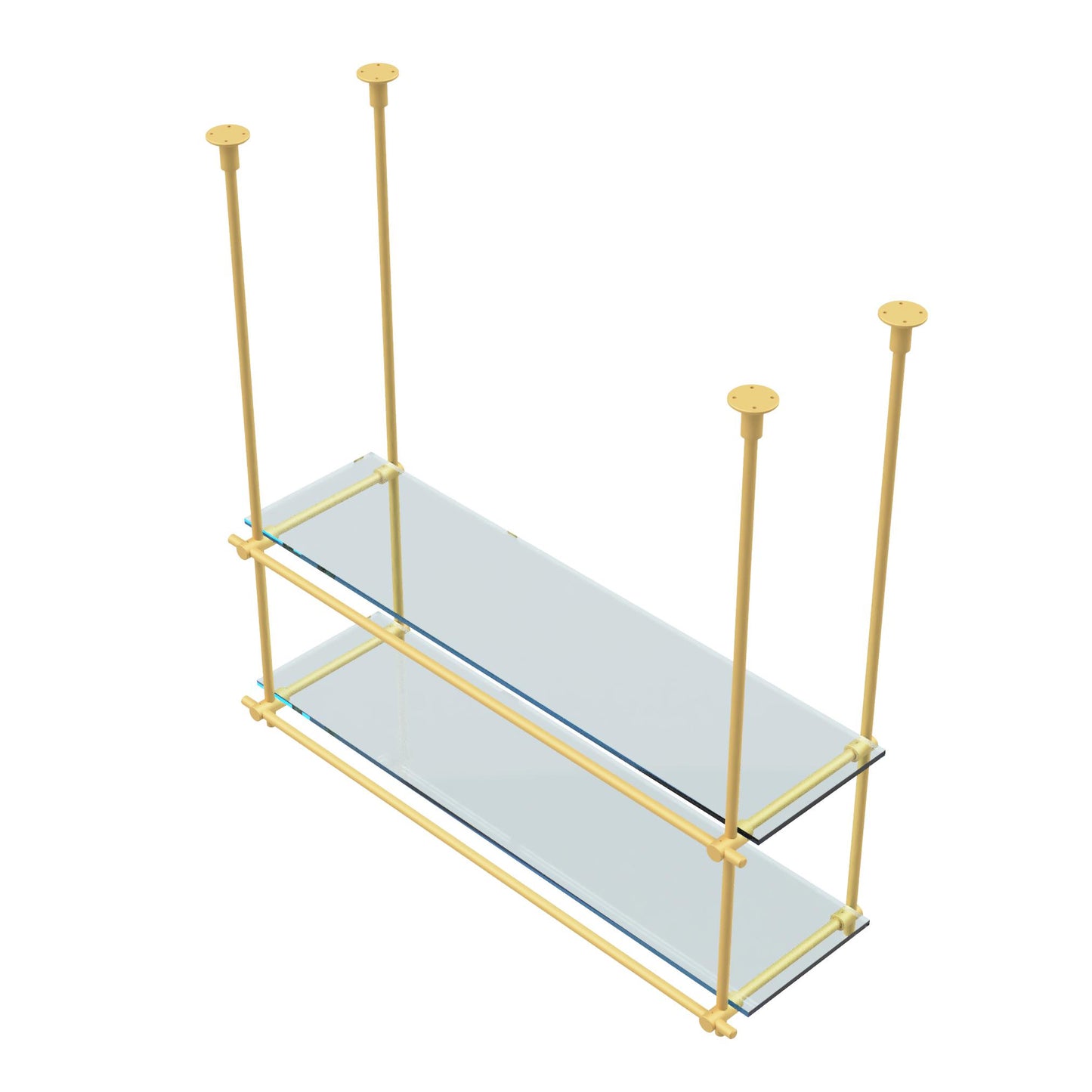 Custom Ceiling-Mounted Brass Shelving – Handmade & Adjustable