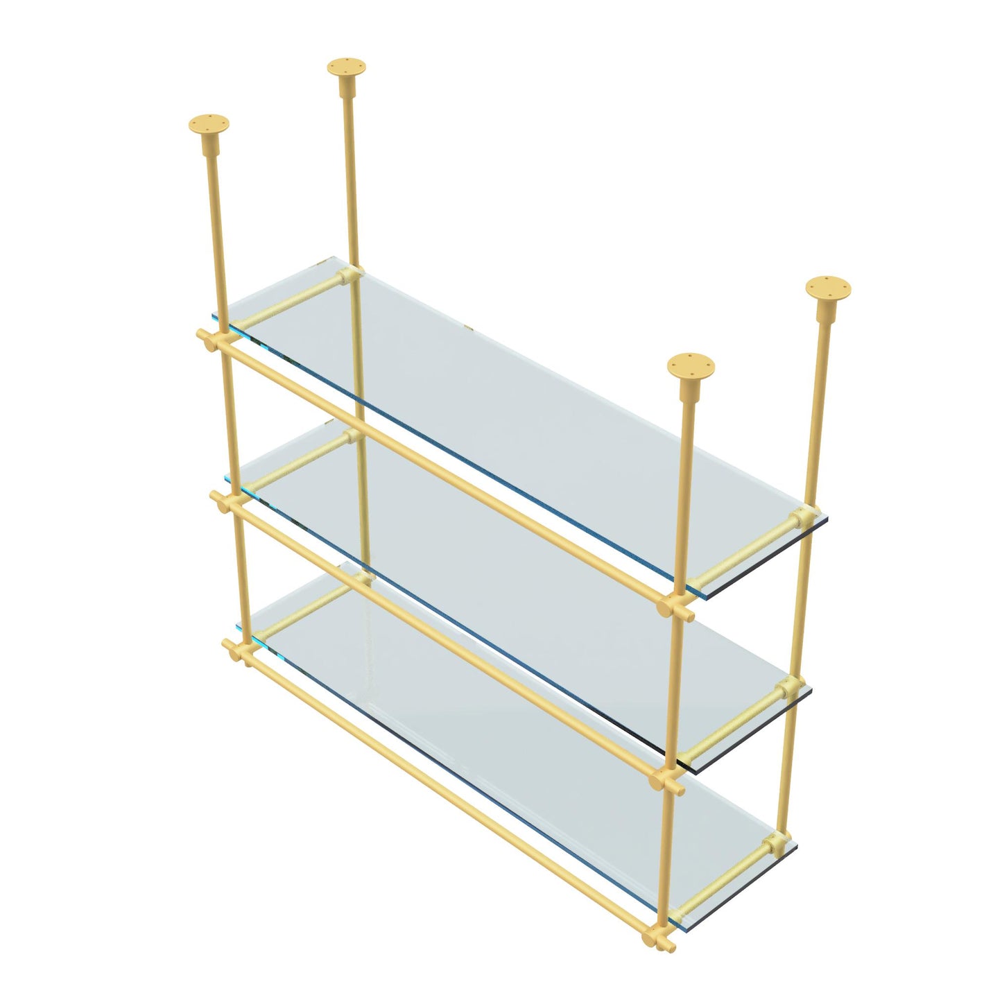 Custom Ceiling-Mounted Brass Shelving – Handmade & Adjustable