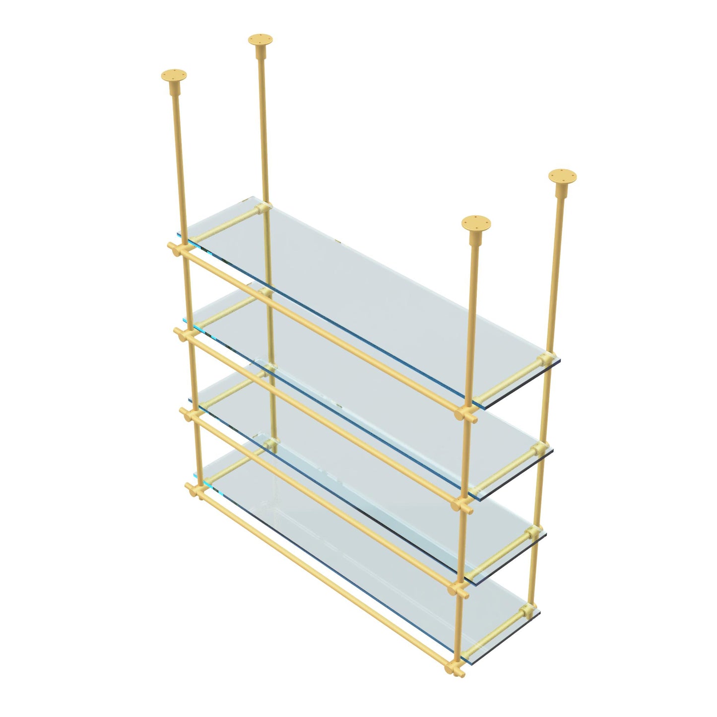 Custom Ceiling-Mounted Brass Shelving – Handmade & Adjustable