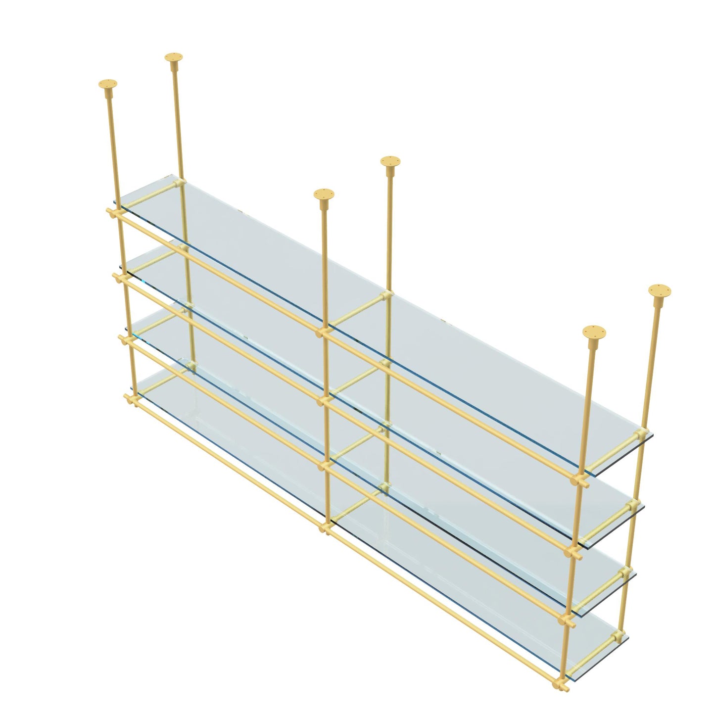 Custom Ceiling-Mounted Brass Shelving – Handmade & Adjustable