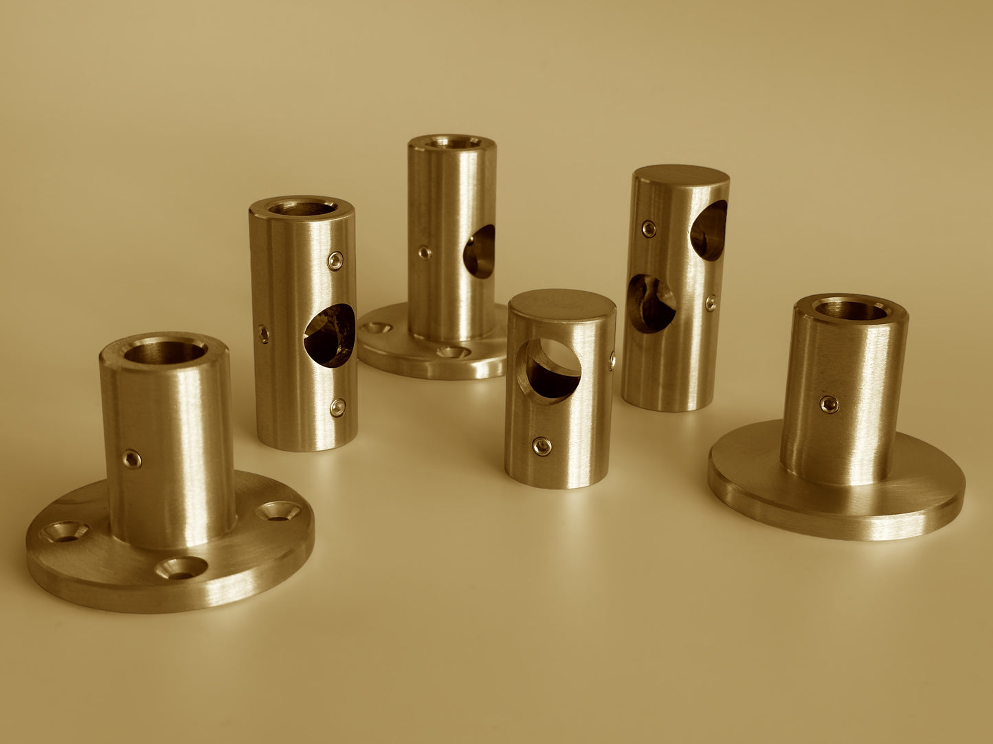 Type C - Brass Pass-Through 3-Way Pipe Connector | Solid Brass Fitting for Shelving