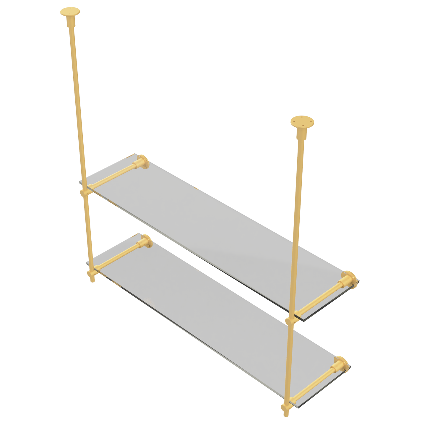 Customizable Wall and Ceiling Mounted Brass Shelving Unit