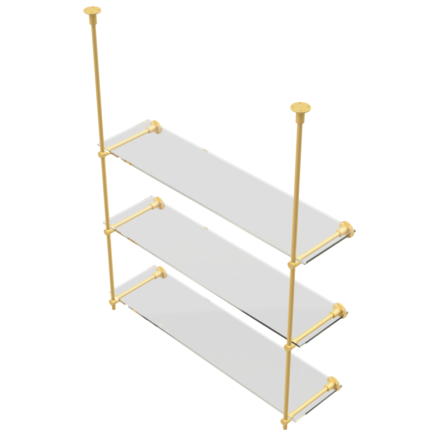 Customizable Wall and Ceiling Mounted Brass Shelving Unit