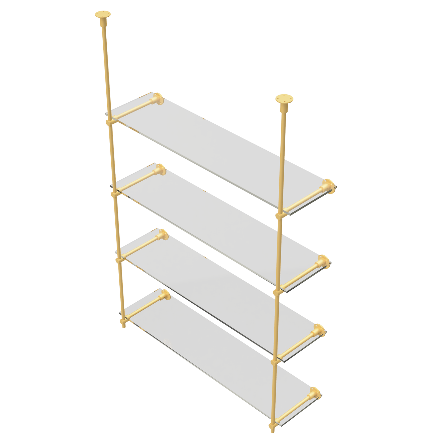 Customizable Wall and Ceiling Mounted Brass Shelving Unit