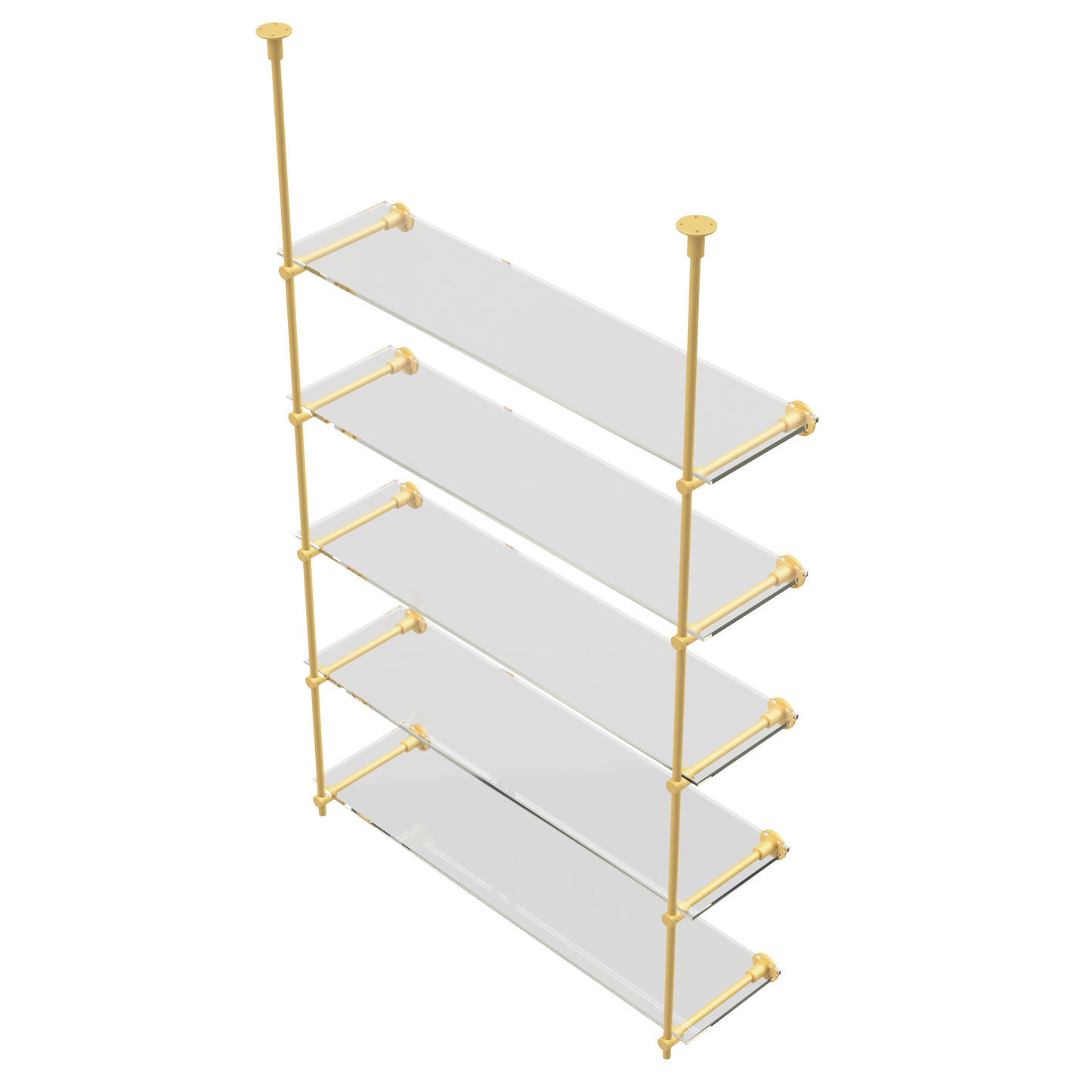 Customizable Wall and Ceiling Mounted Brass Shelving Unit