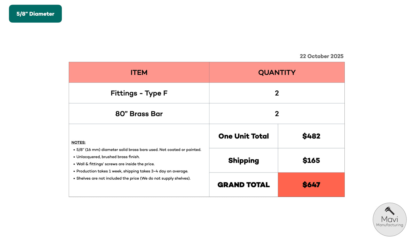Custom Pipe & Brass Fittings - for 5/8"Dia. - Unlacquered Brushed Brass Finish (Ivan Calvo Perez)