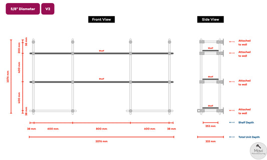 Custom brass shelving unit - 5/8"Dia. - Unlacquered Brushed Brass Finish (Mike Hiltz)