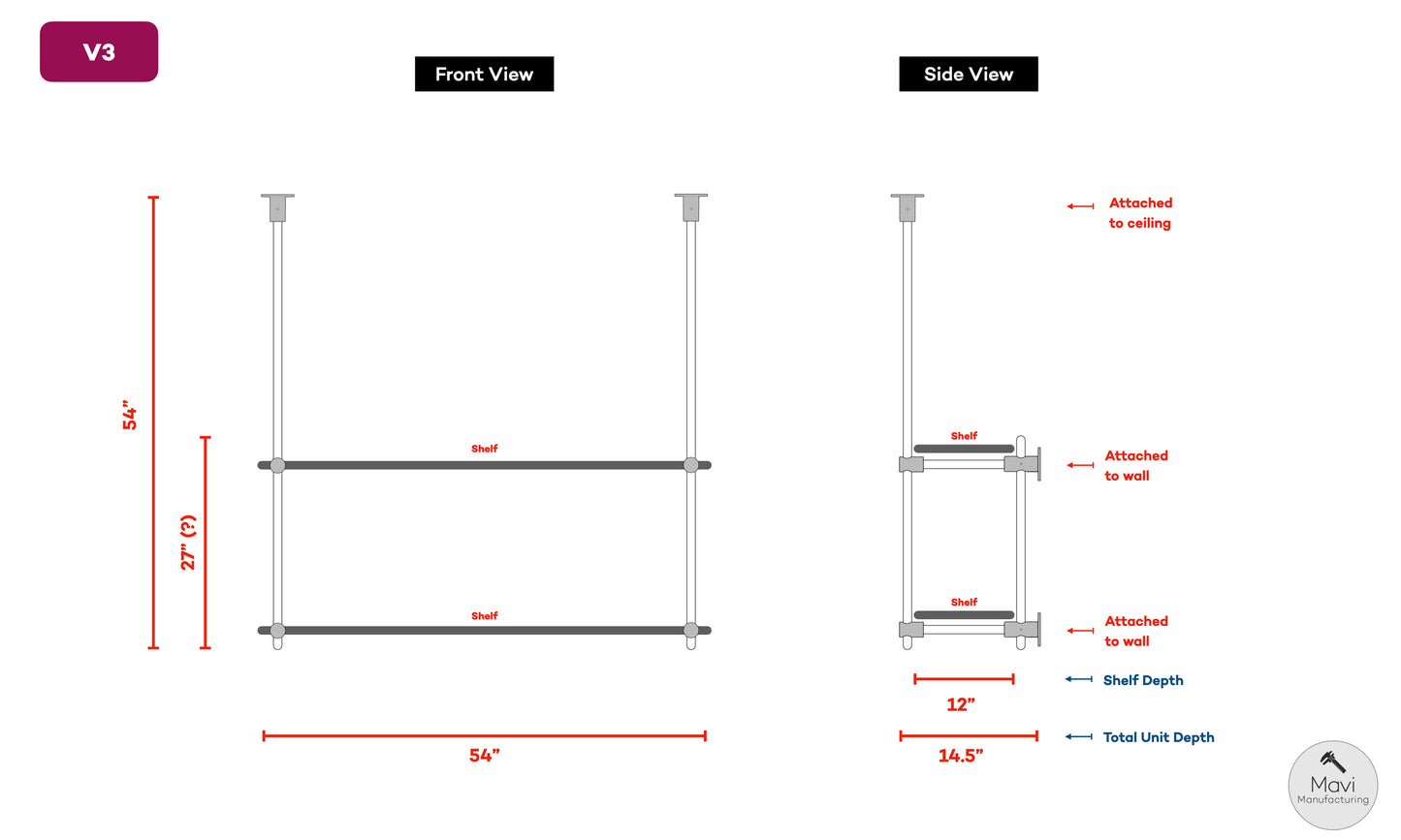 Custom brass shelving unit- 5/8"Dia - (Wesley S.)