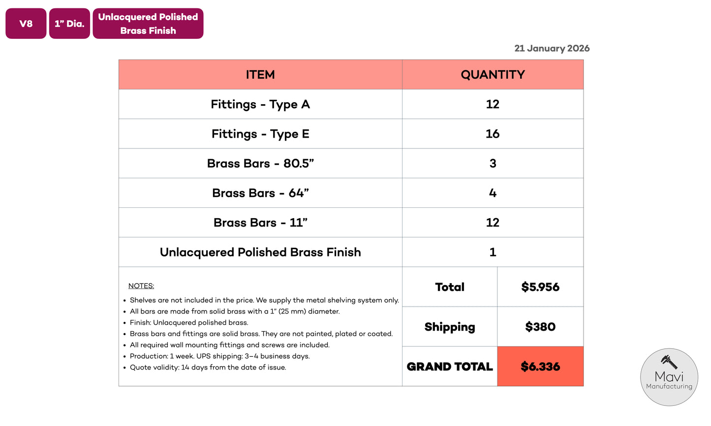 Custom brass shelving unit - 1"Dia. - Unlacquered Polished Brass Finish (Robert Van Dyke) (2x4y)