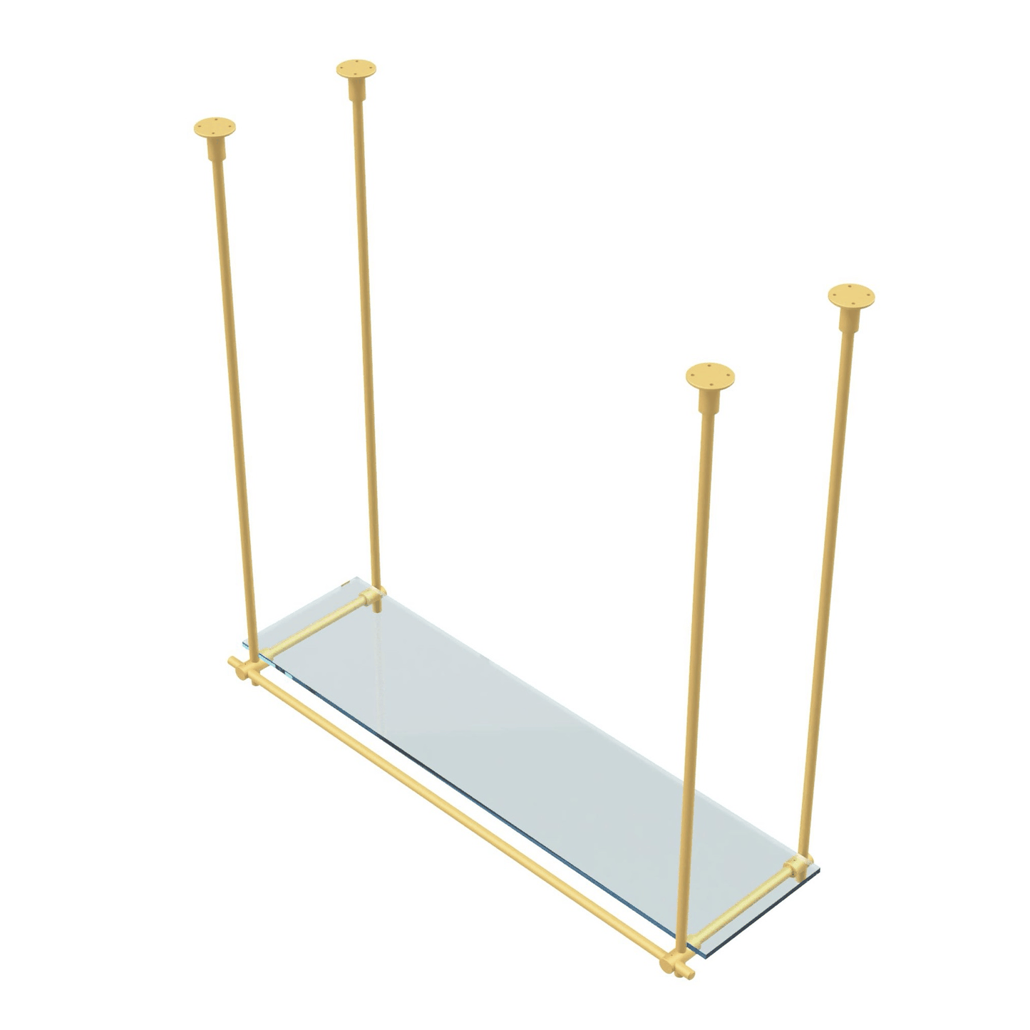 Custom Ceiling-Mounted Brass Shelving – Handmade & Adjustable