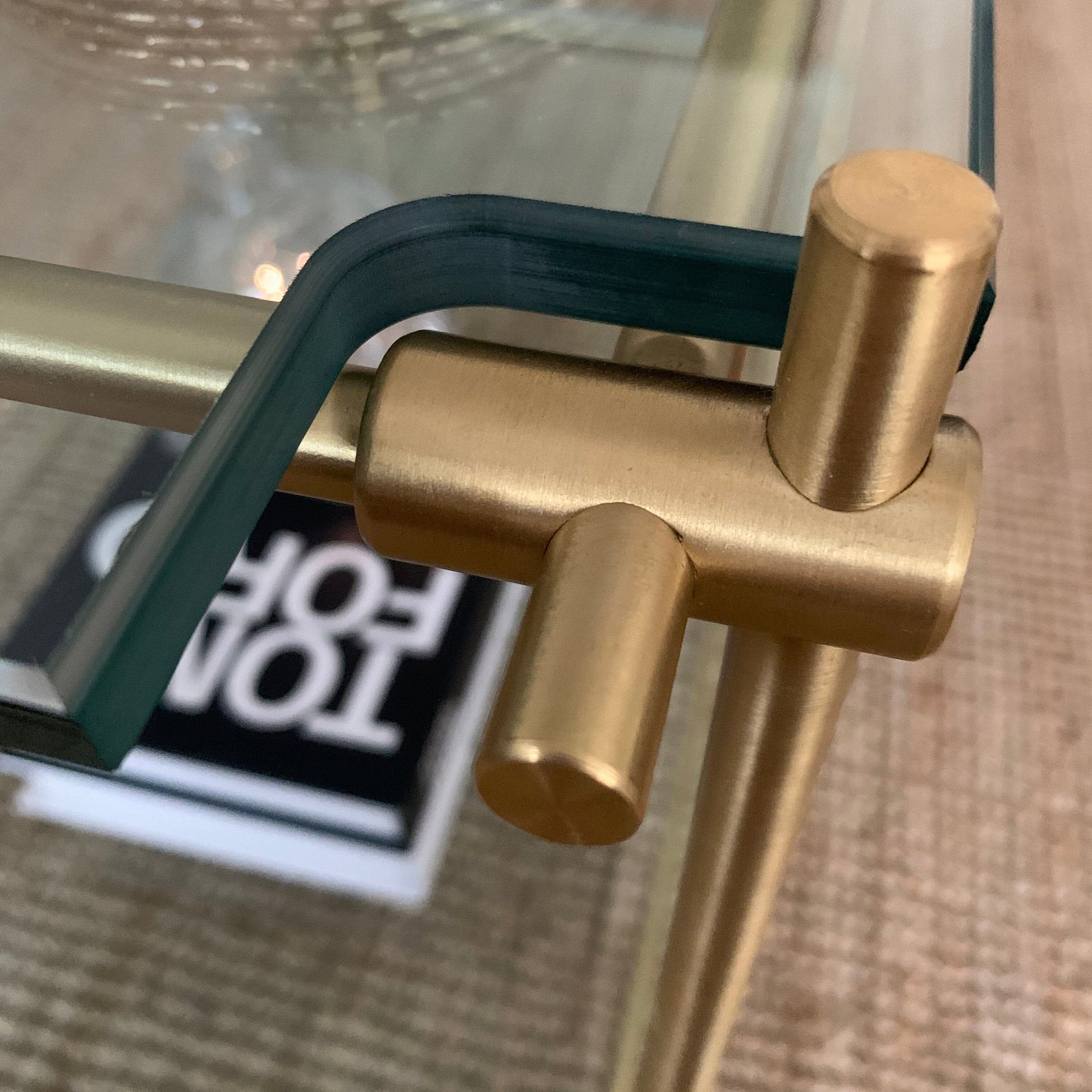 TYPE C - Unlacquered, satin brass fittings & brackets Brassshelf