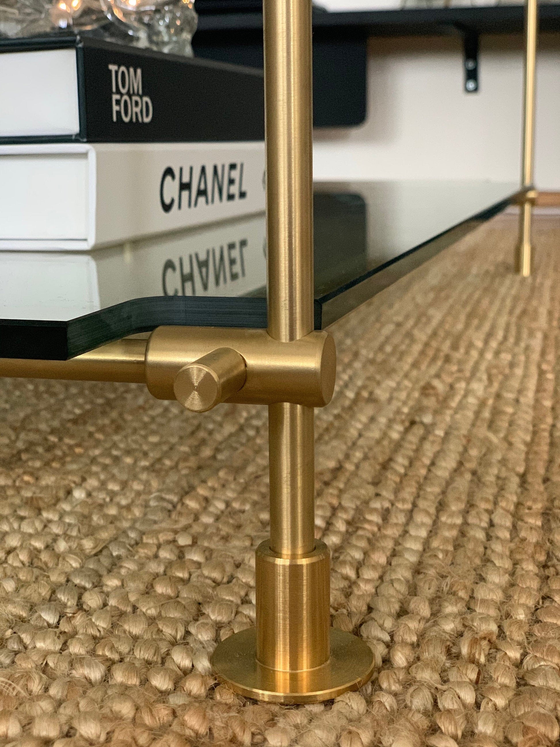 TYPE C - Unlacquered, satin brass fittings & brackets Brassshelf