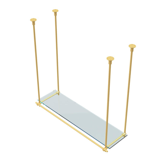 Custom Ceiling-Mounted Brass Shelving