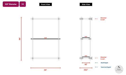 Custom brass shelving unit - 5/8"Dia. - Unlacquered Brushed Brass Finish (Kelly Benzer)