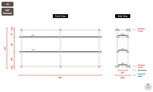 Custom brass shelving unit - 5/8"Dia. - Unlacquered Brushed Brass Finish (Alyssa Szentes)
