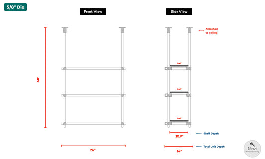 2x Custom brass shelving units - 5/8"Dia. - Unlacquered Satin/Brushed Brass Finish (Barry Houser)
