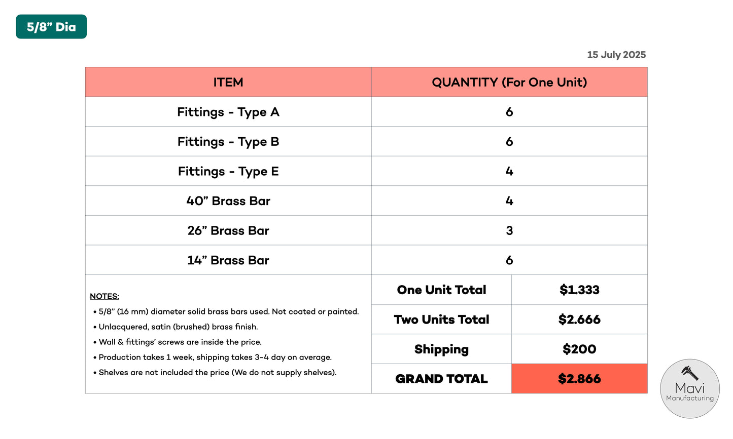 2x Custom brass shelving units - 5/8"Dia. - Unlacquered Satin/Brushed Brass Finish (Barry Houser)