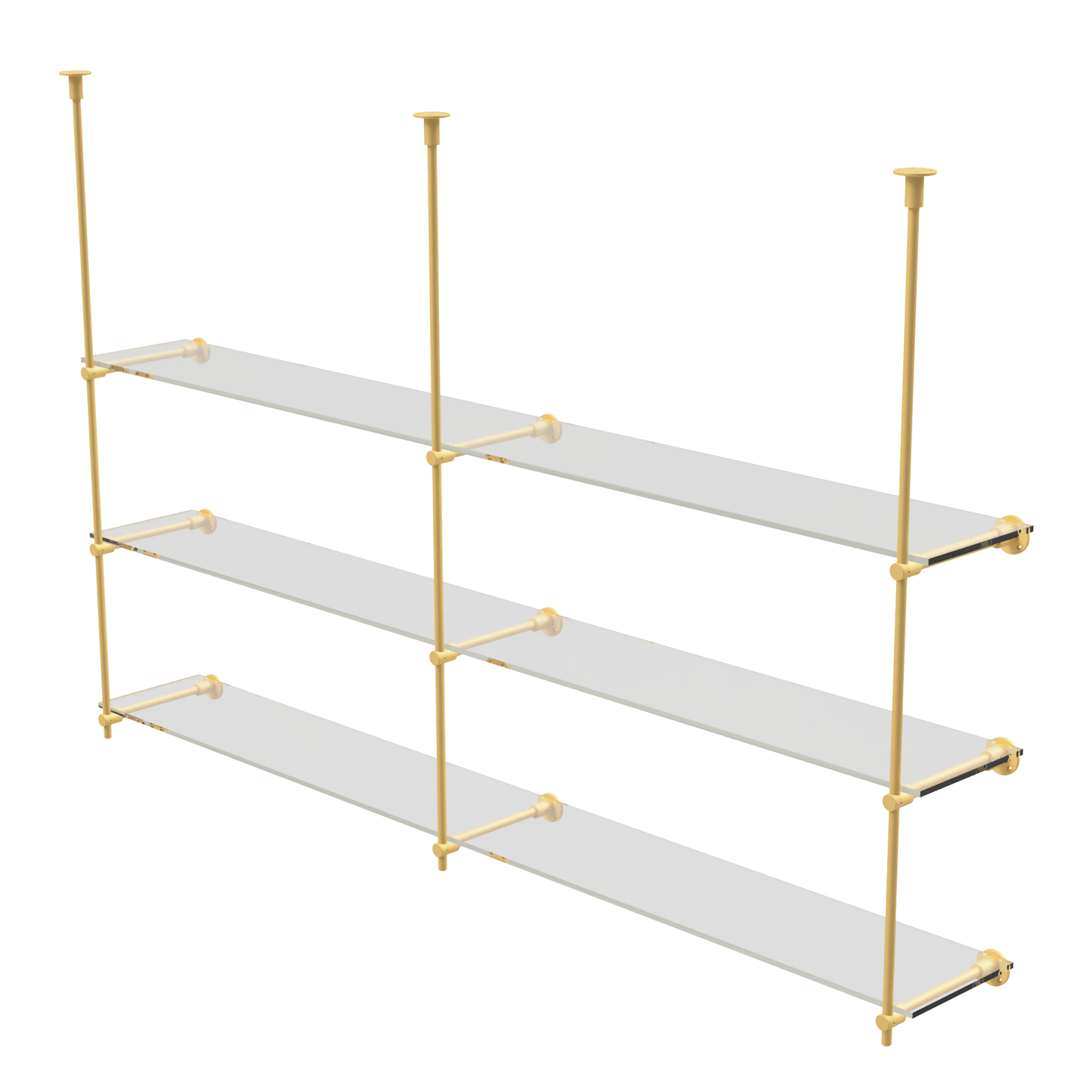 Customizable Wall and Ceiling Mounted Brass Shelving Unit