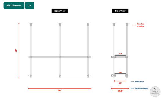 2x Custom brass shelving unit - 5/8"Dia. - Unlacquered Brushed Brass Finish (Mark Hemming)