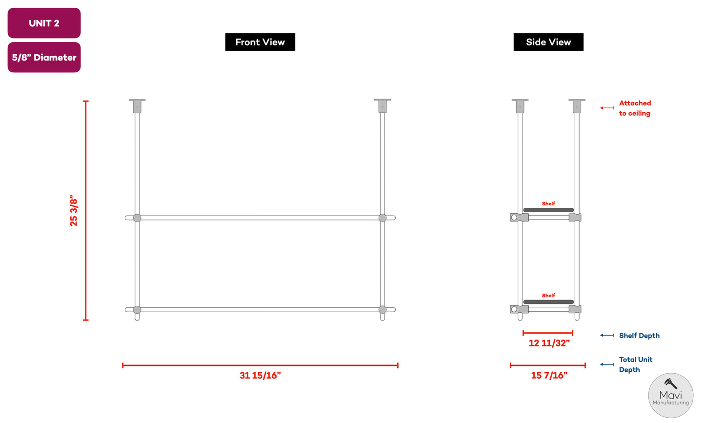 2 x Custom brass shelving units - 5/8"Dia. - Unlacquered Brushed Brass Finish (Mike Leary)