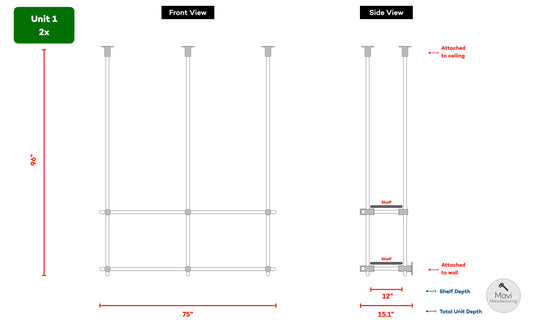 3 x Custom brass shelving units- 5/8"Dia -  (Thad S.)