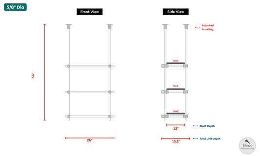 Custom brass shelving unit - 5/8"Dia - Brushed Brass (Tim Li.)