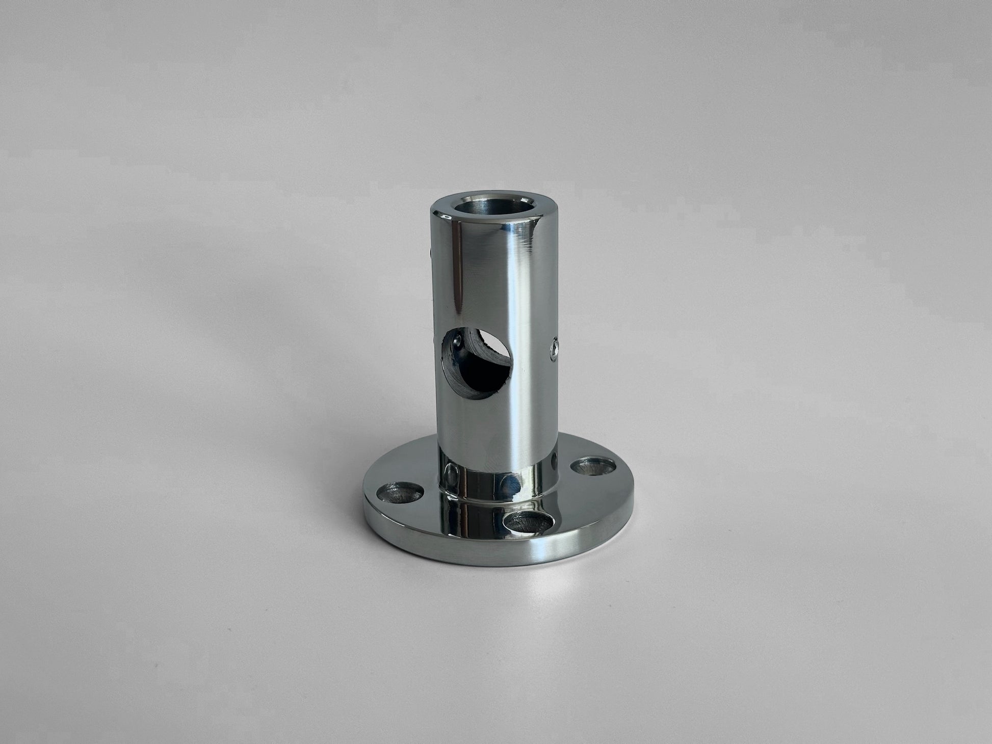 Stainless Steel Double Flange (TYPE F-P) | 2.4" Tall, 2.4" Base | For 5/8" Rods, Wall/Ceiling Mount