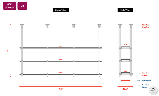 Custom brass shelving unit - 5/8"Dia. - Unlacquered Brushed Brass Finish (Danny Kay)