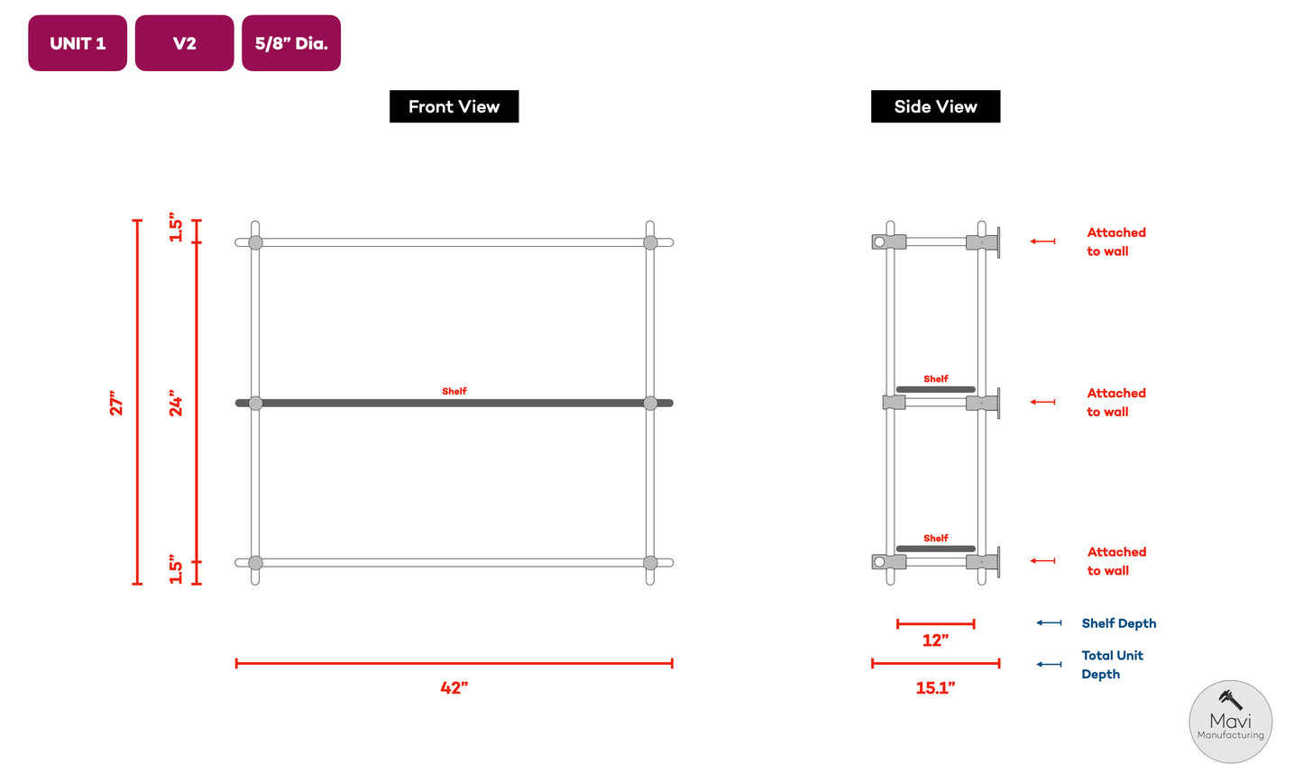4x Custom brass shelving units - 5/8"Dia. - Unlacquered Brushed Brass Finish (Jackie Lewis)