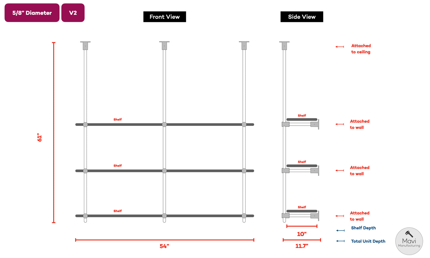 Custom brass shelving unit - 5/8"Dia. - Unlacquered Brushed Brass Finish (Paul Weller)