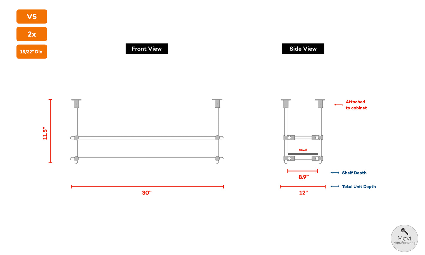 3x Custom brass shelving unit - 15/32" and 5/8"Dia - Brushed Brass (Hope Austin)