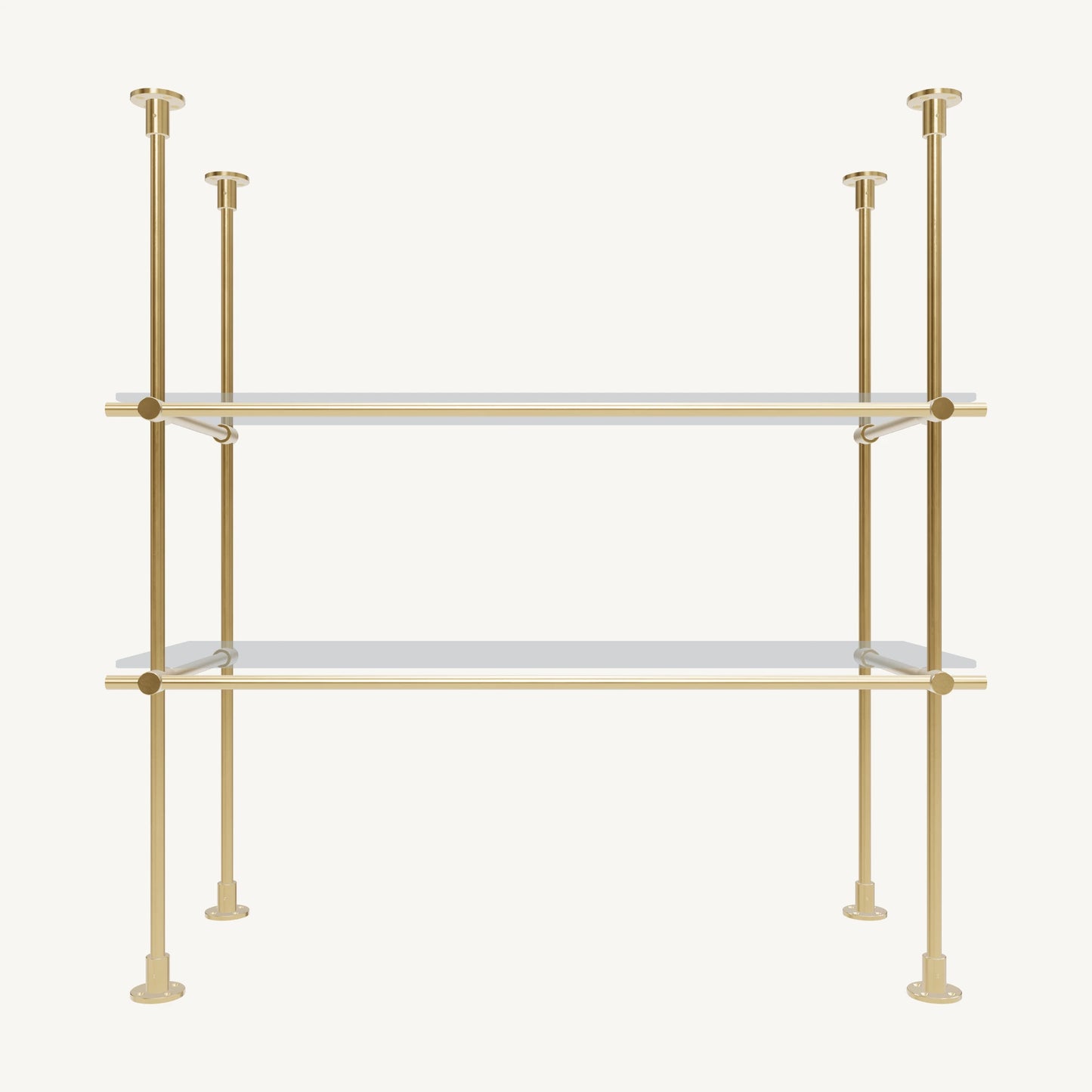 Floor/Countertop-to-Ceiling Brass Shelving System
