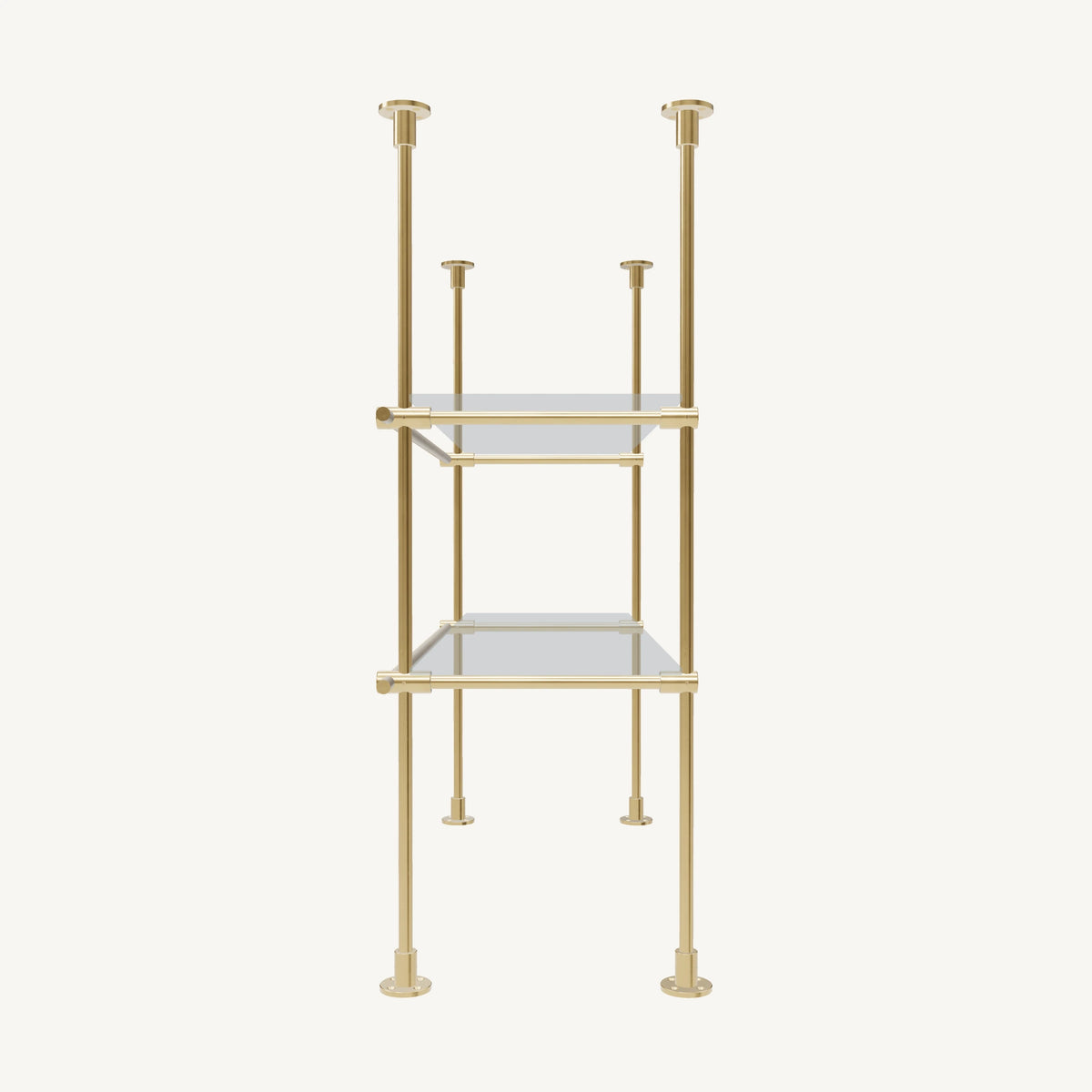 Floor/Countertop-to-Ceiling Brass Shelving System