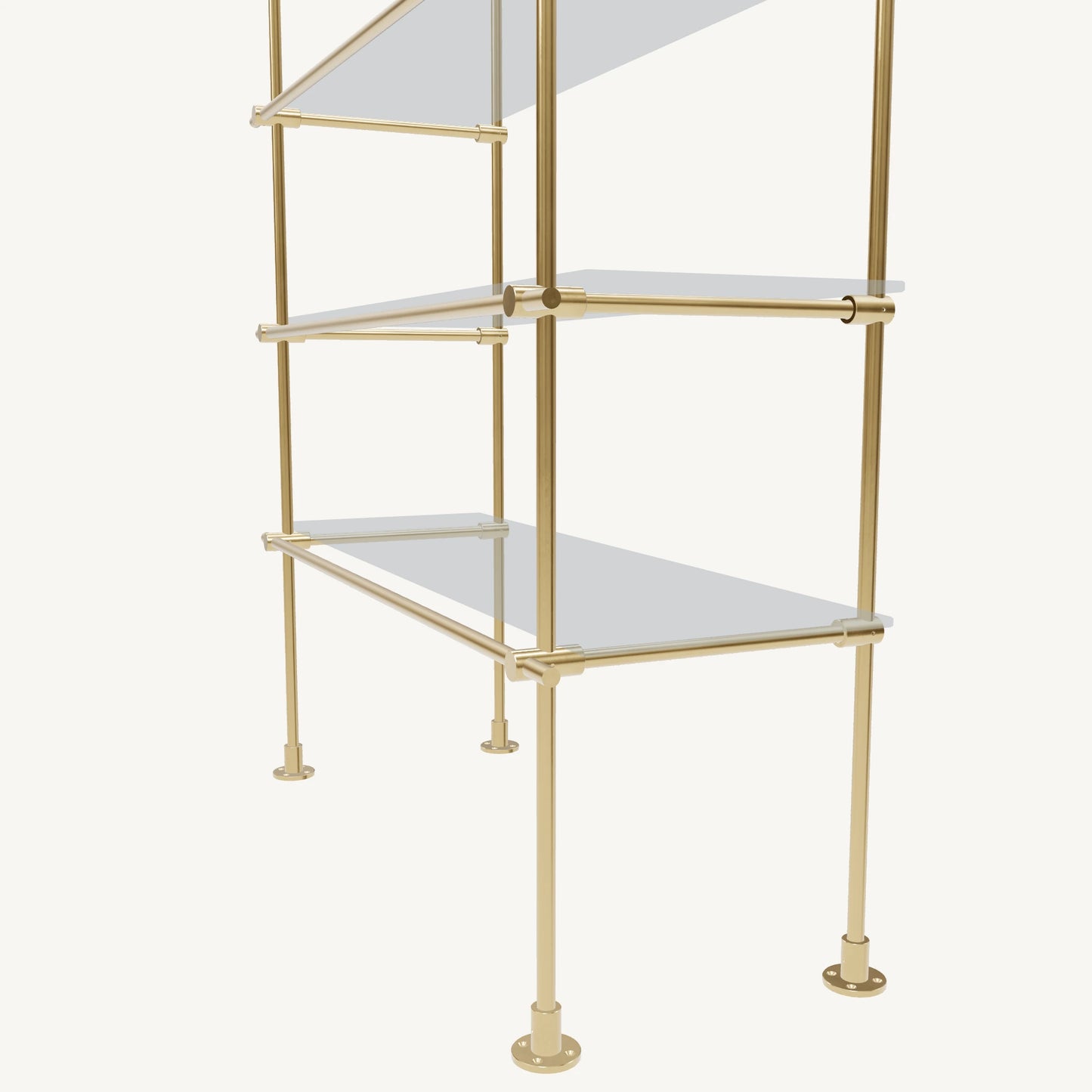Floor/Countertop-to-Ceiling Brass Shelving System