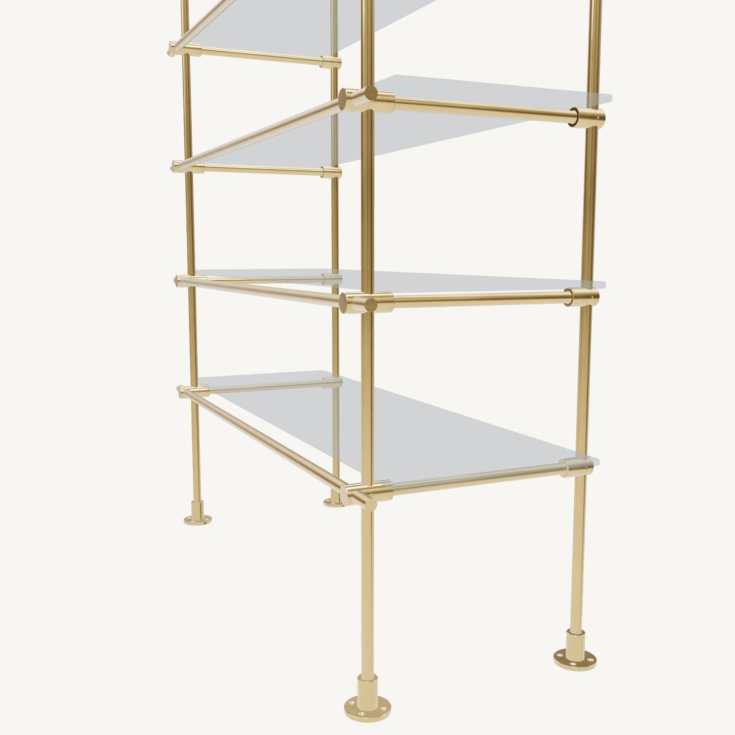 Floor/Countertop-to-Ceiling Brass Shelving System