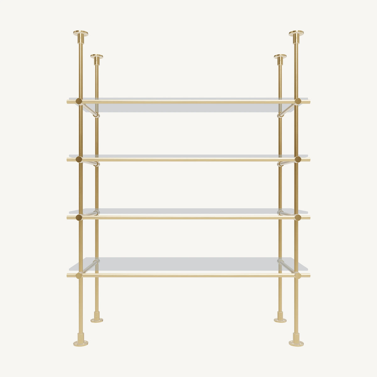 Floor/Countertop-to-Ceiling Brass Shelving System