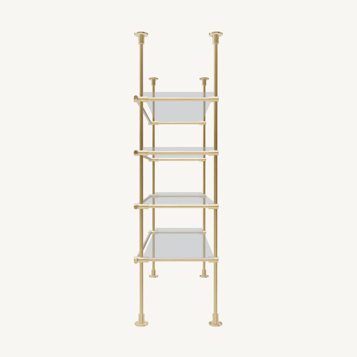 Floor/Countertop-to-Ceiling Brass Shelving System