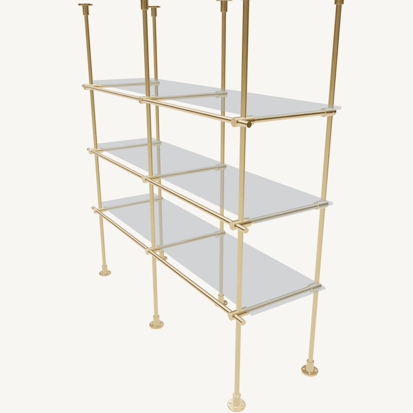 Floor/Countertop-to-Ceiling Brass Shelving System
