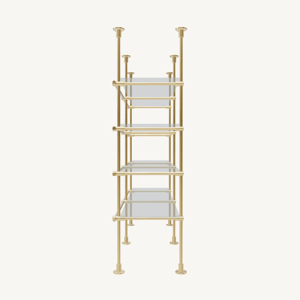 Floor/Countertop-to-Ceiling Brass Shelving System