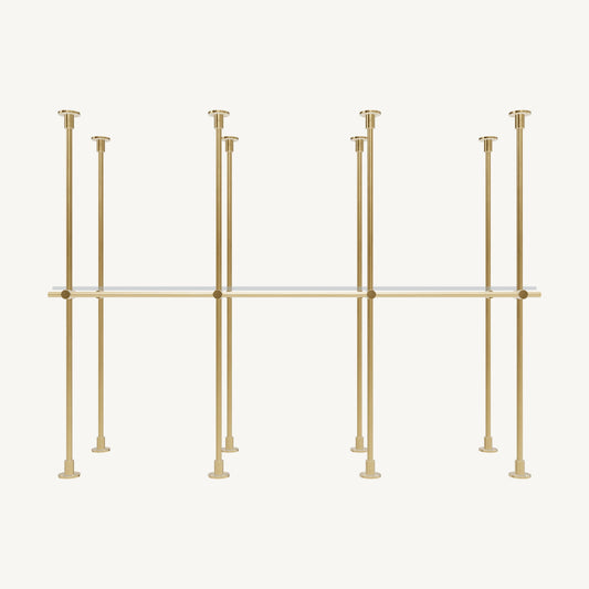 Floor/Countertop-to-Ceiling Brass Shelving System