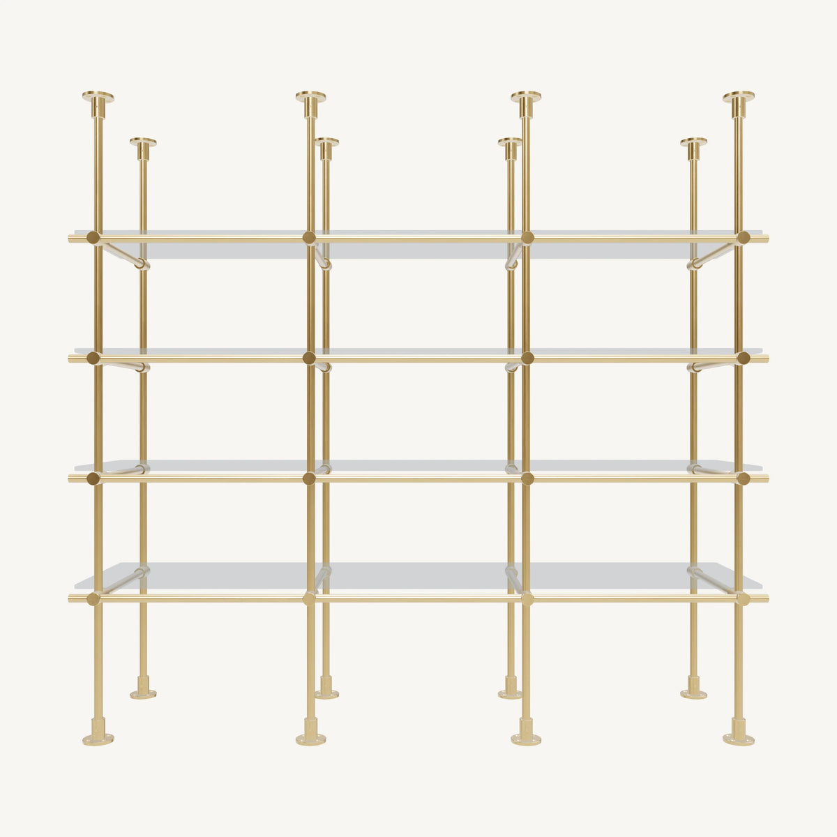 Floor/Countertop-to-Ceiling Brass Shelving System