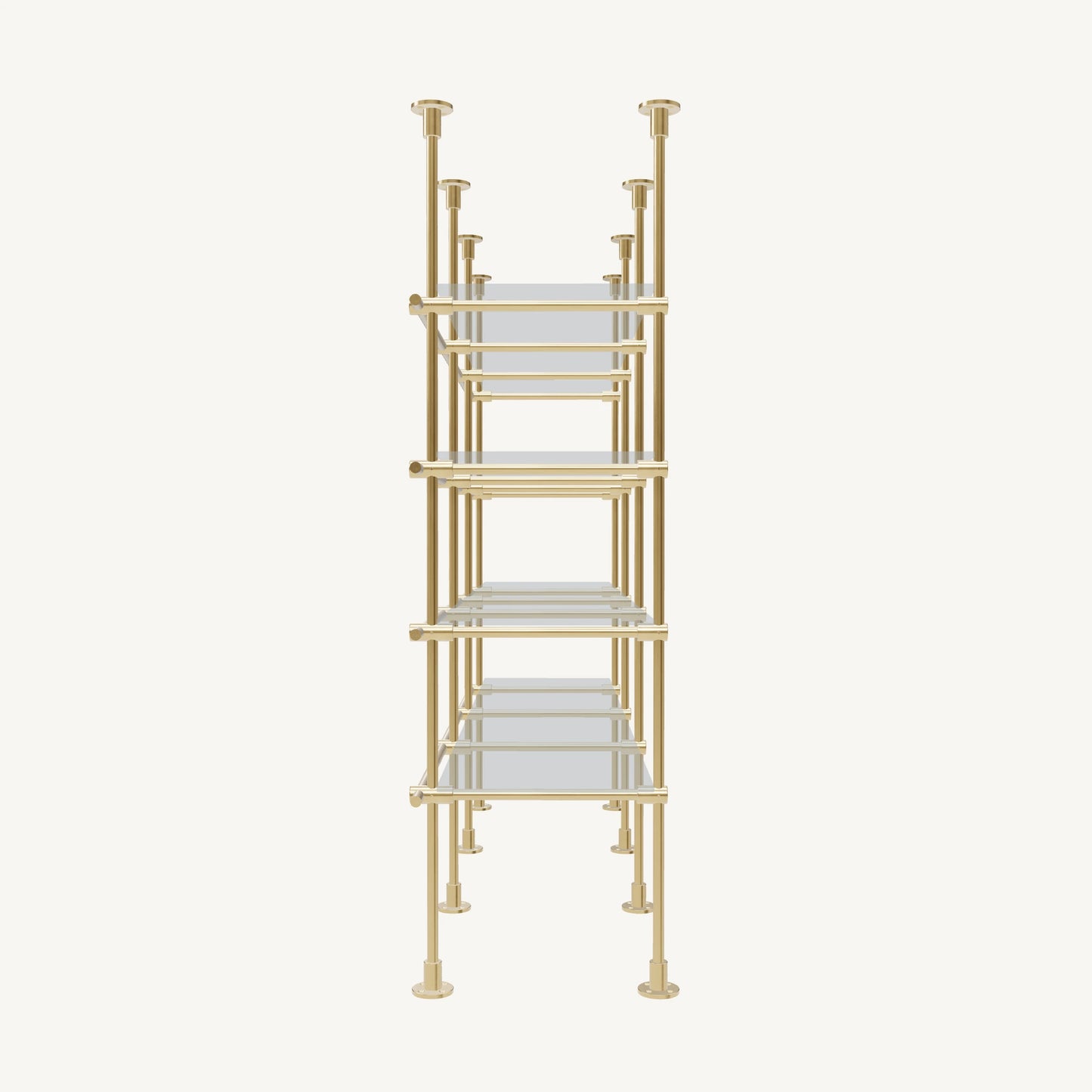 Floor/Countertop-to-Ceiling Brass Shelving System