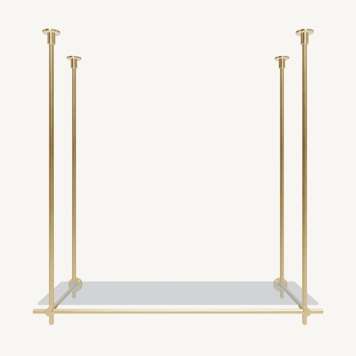 Ceiling-and-Wall Mounted Brass Shelving System