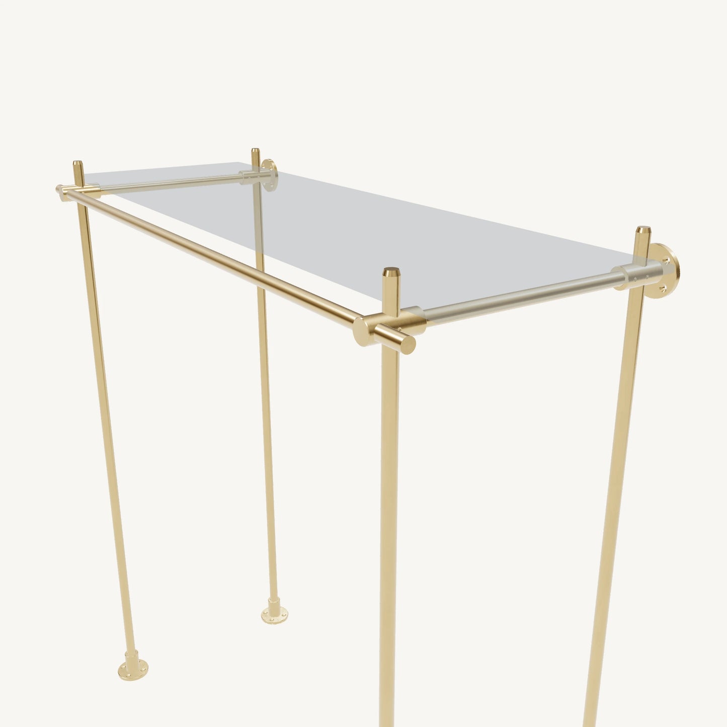 Wall-to-Floor/Countertop Brass Shelving System
