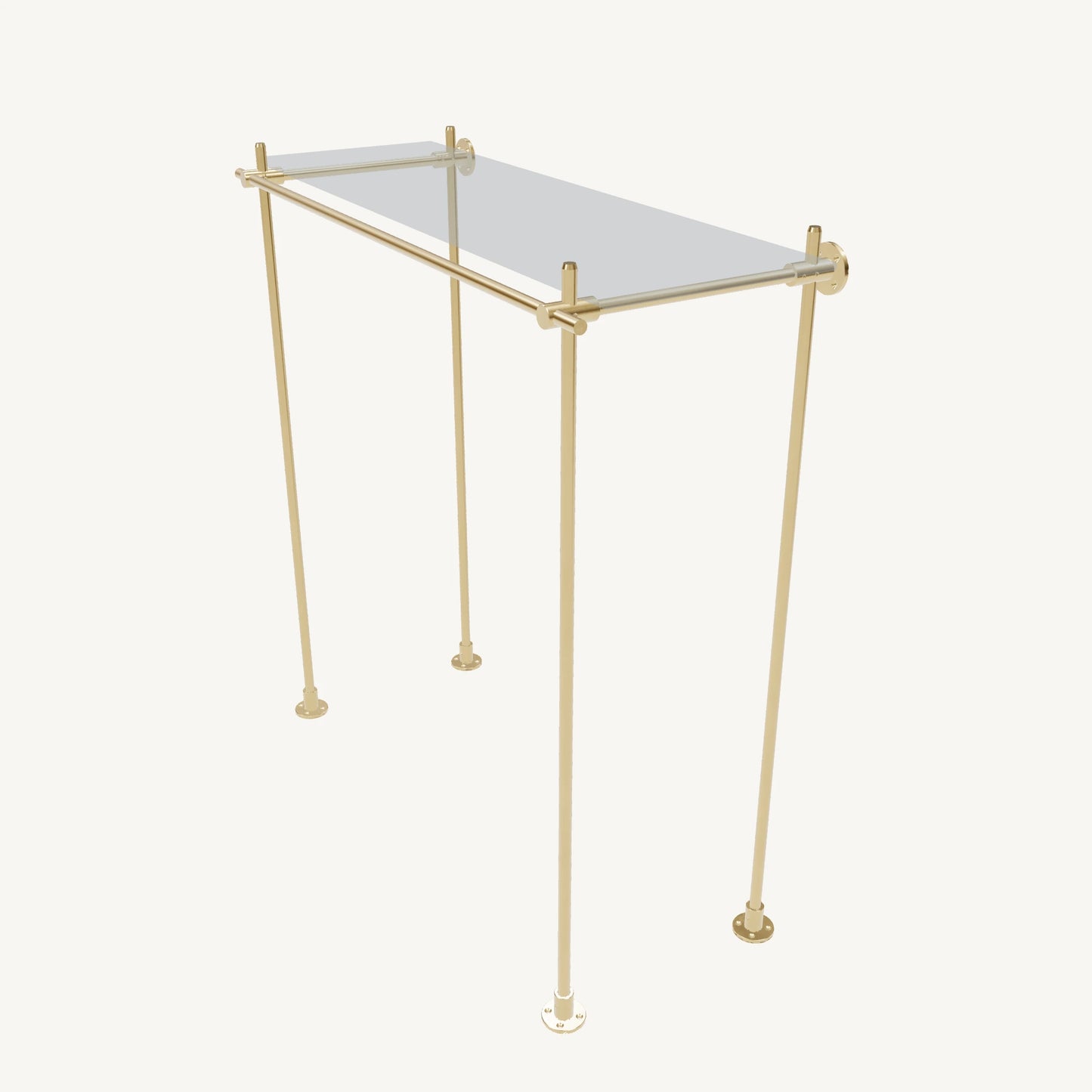 Wall-to-Floor/Countertop Brass Shelving System