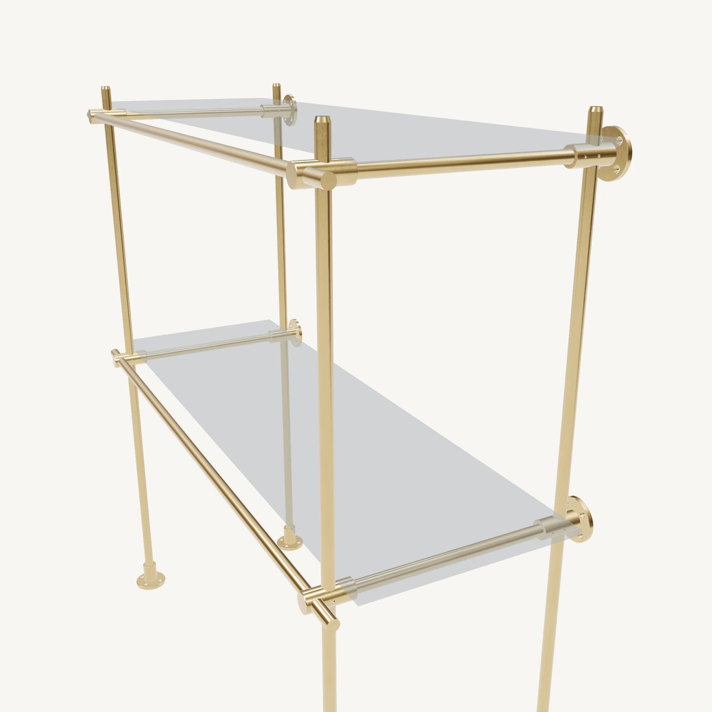 Wall-to-Floor/Countertop Brass Shelving System
