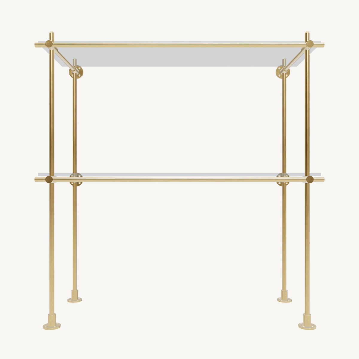 Wall-to-Floor/Countertop Brass Shelving System