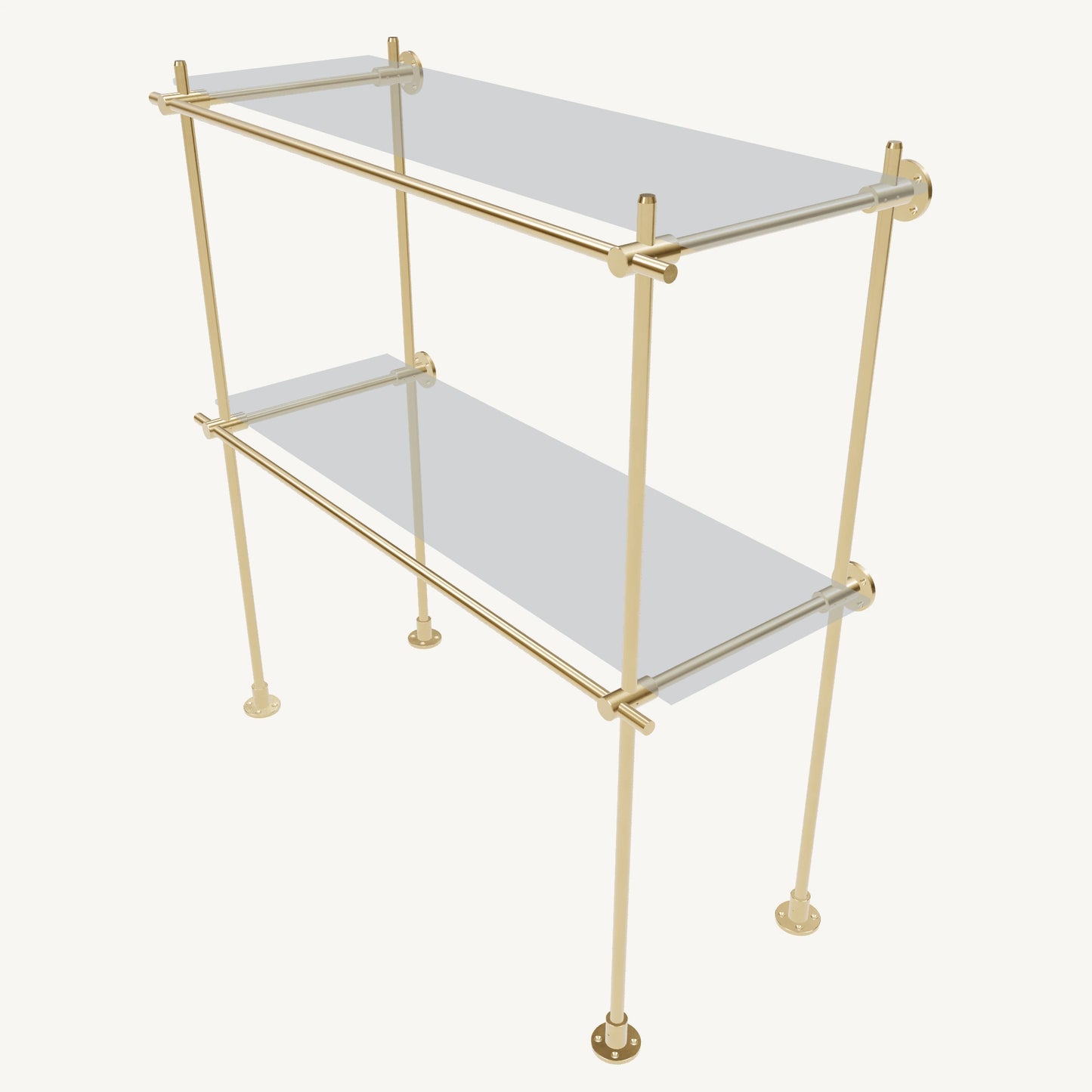 Wall-to-Floor/Countertop Brass Shelving System
