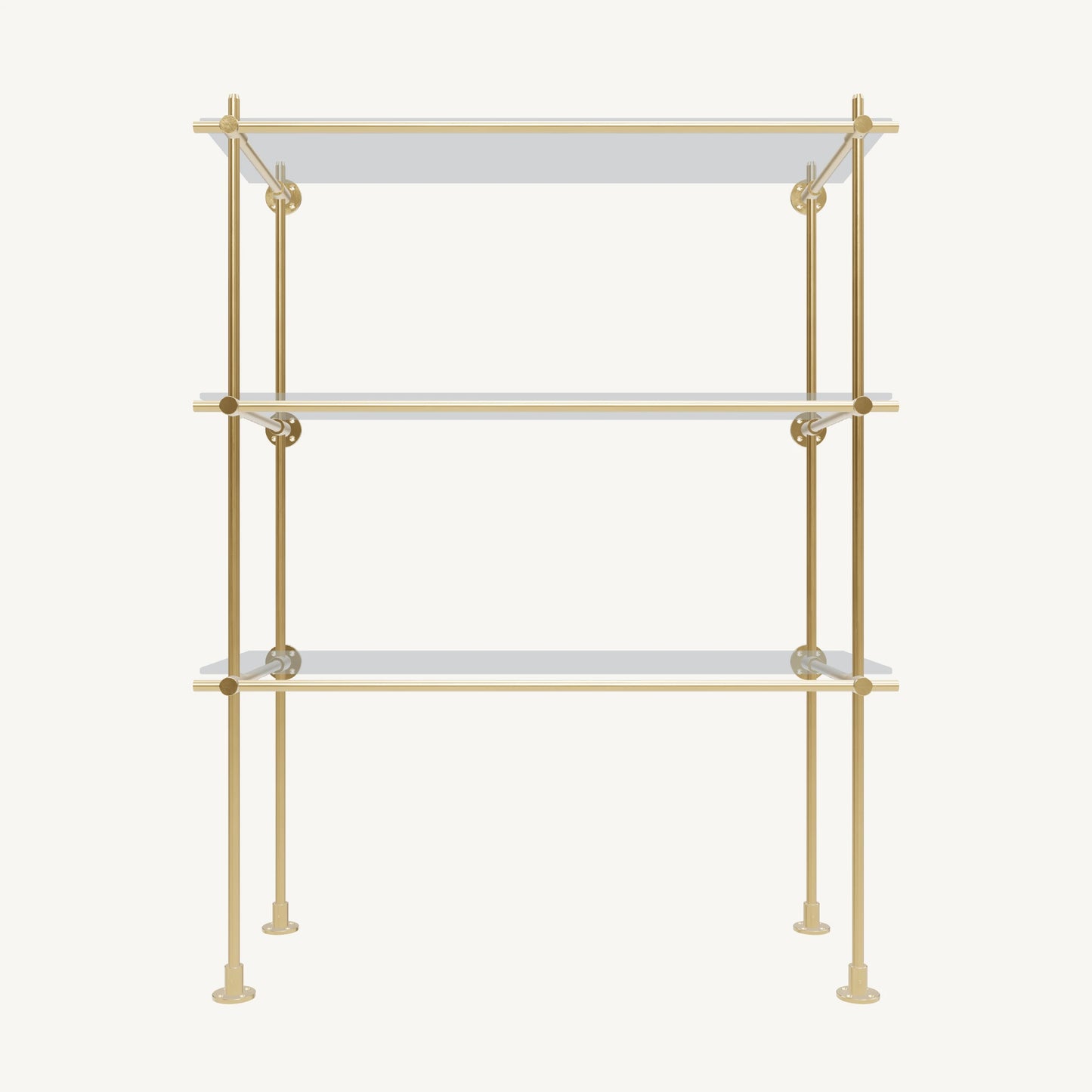 Wall-to-Floor/Countertop Brass Shelving System