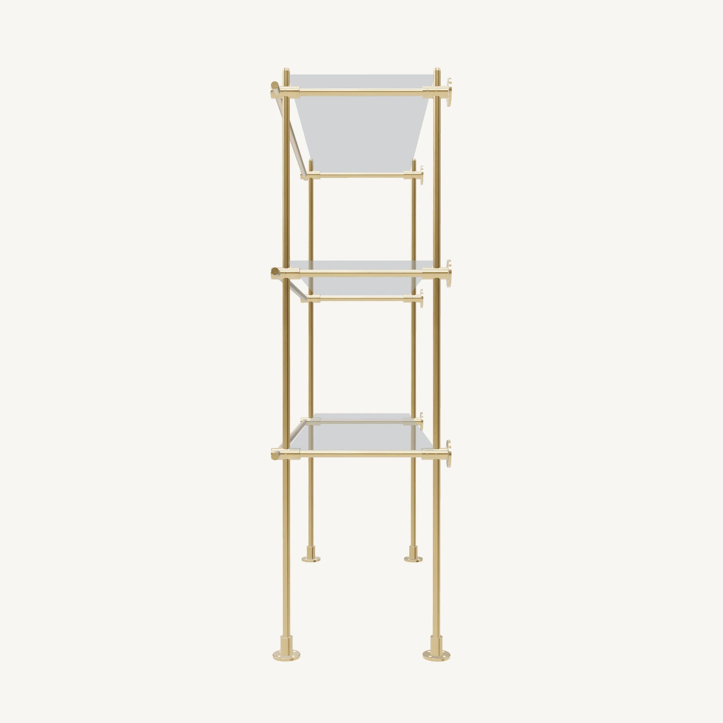 Wall-to-Floor/Countertop Brass Shelving System